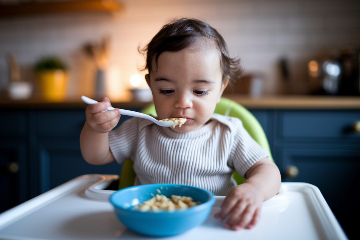 bebe-chaise-haute-cuillere-cuisine