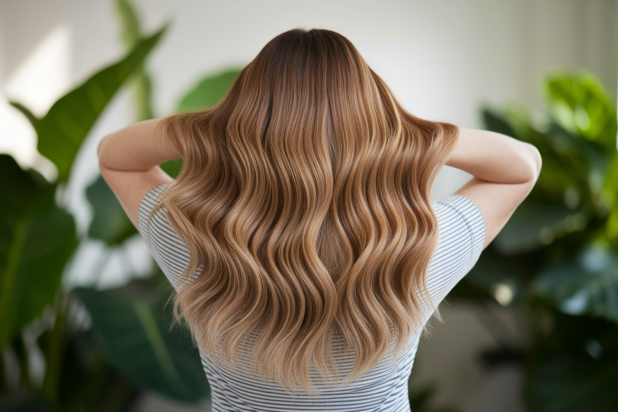 personne-cheveux-brillants-volume-plantes-floues