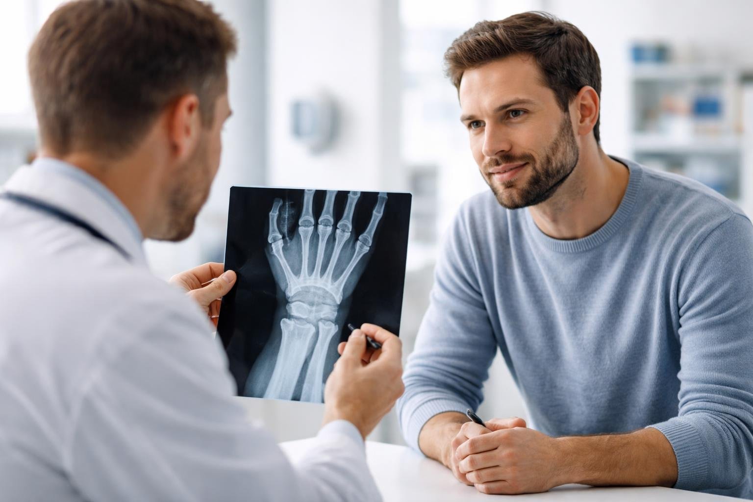 medecin-radiographie-poignet-patient
