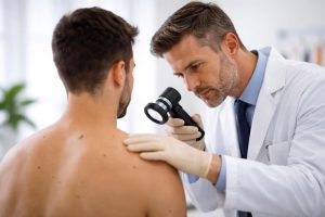 dermatologue-examinant-peau-patient-cabinet