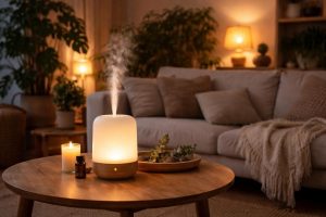 salon-brume-parfumee-lampe-aromatherapie-plantes