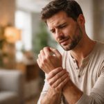 personne-douleur-poignet-flou-arriere-plan
