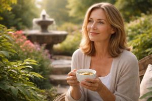 femme-jardin-tasse-the-plantes