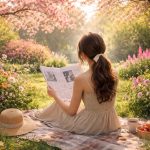 femme-jardin-fleurs-journal-matin